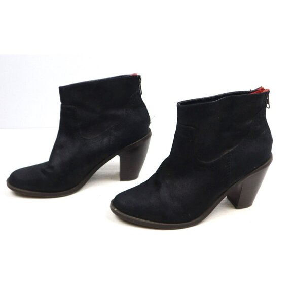 Women's Mossimo Black Ankle Boots Block Heel Zipper Booties Shoes Size 8 - Picture 4 of 6